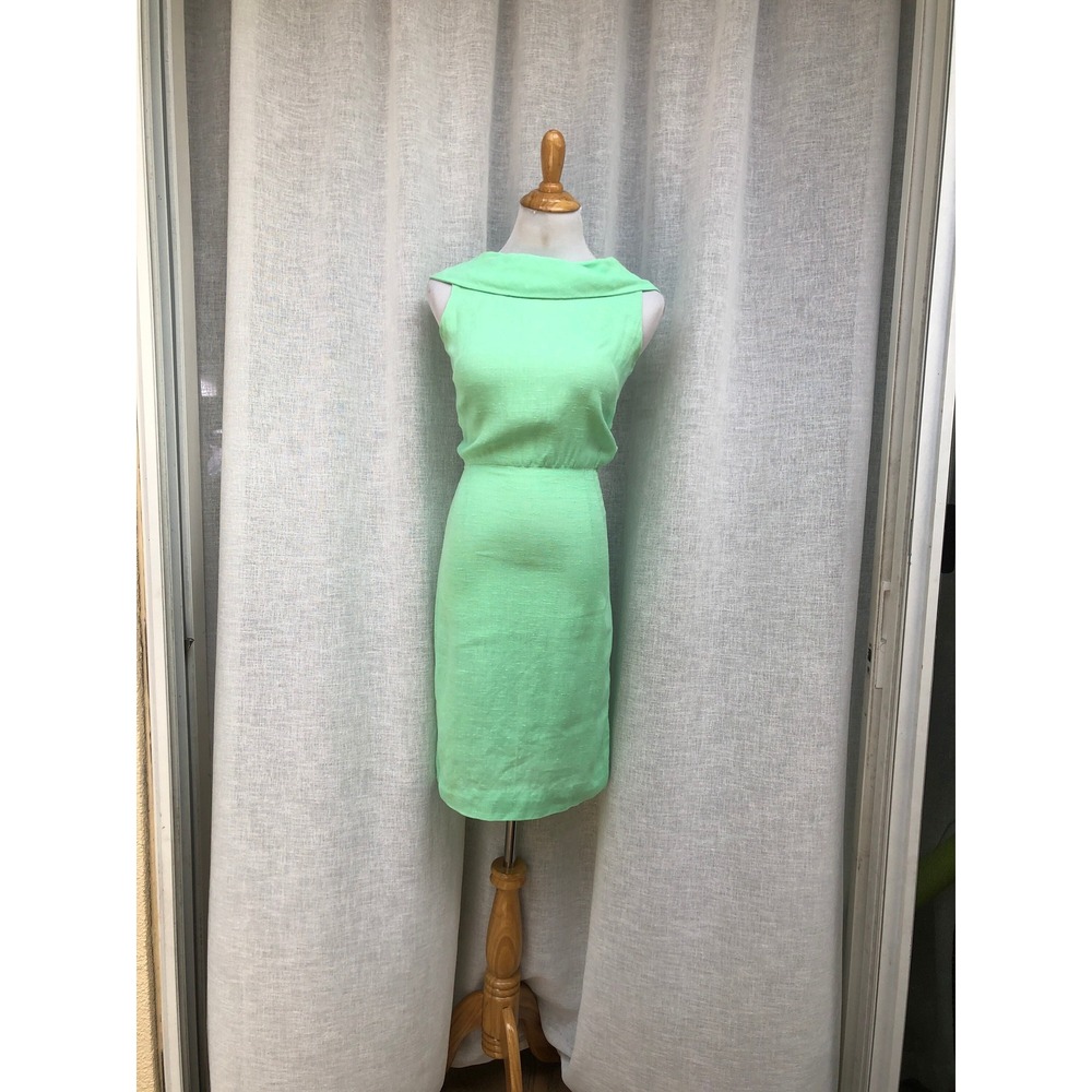 60s Sleeveless Green Sheath Dress